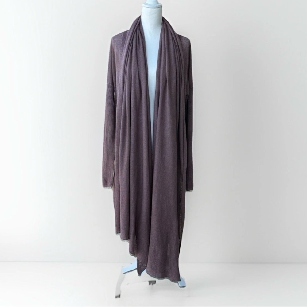 Free People Long Linen Blend Sweater Maxi Cardigan XS-M NWT Longline Draped Boho